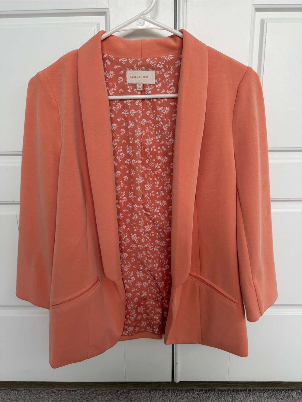 Skies Are Blue Coral Open-Front Blazer